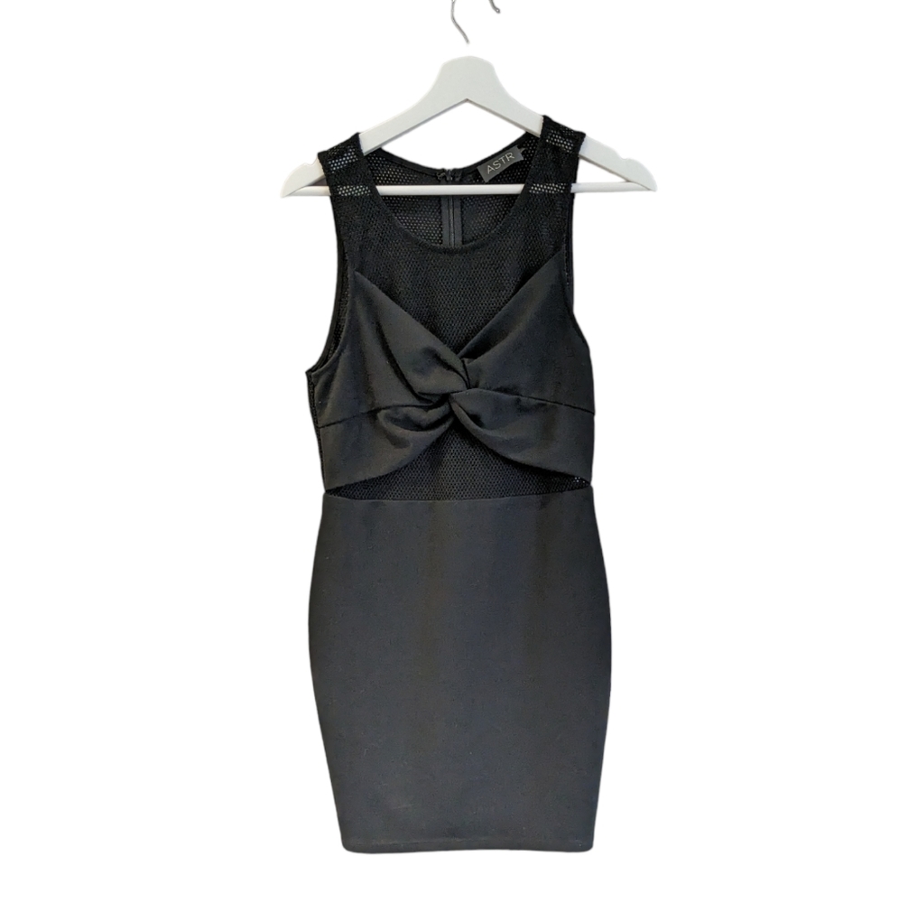 ASTR Black Mesh Panel Dress cut out bodycon size M
